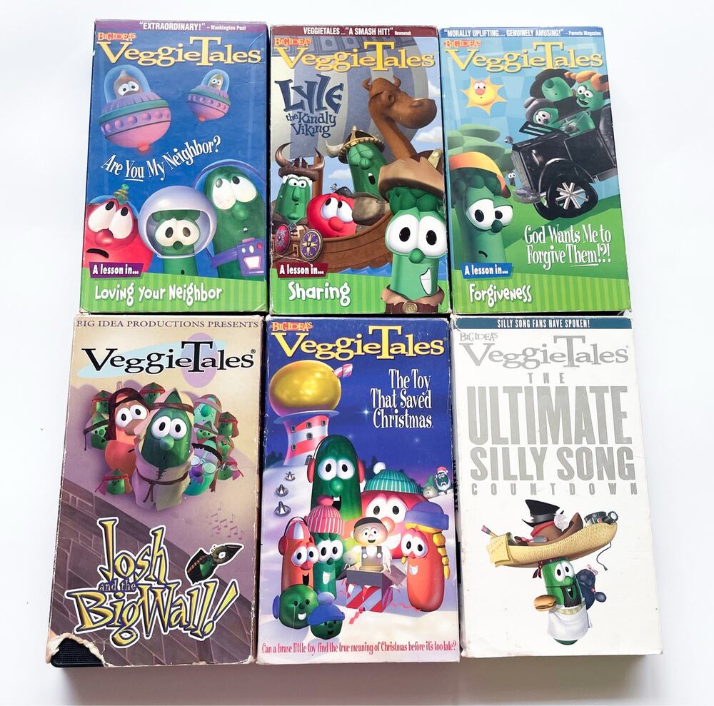 Vintage Veggie Tales VHS Tapes Lot of 6 Christmas Christian Silly Songs